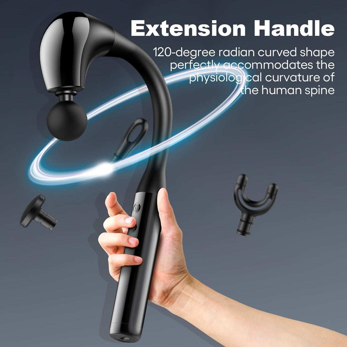 Massage Gun with Upgraded Extension Handle, Portable 10MM Massage Gun Deep Tissue, Back Massager