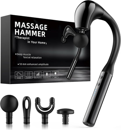 Massage Gun with Upgraded Extension Handle, Portable 10MM Massage Gun Deep Tissue, Back Massager